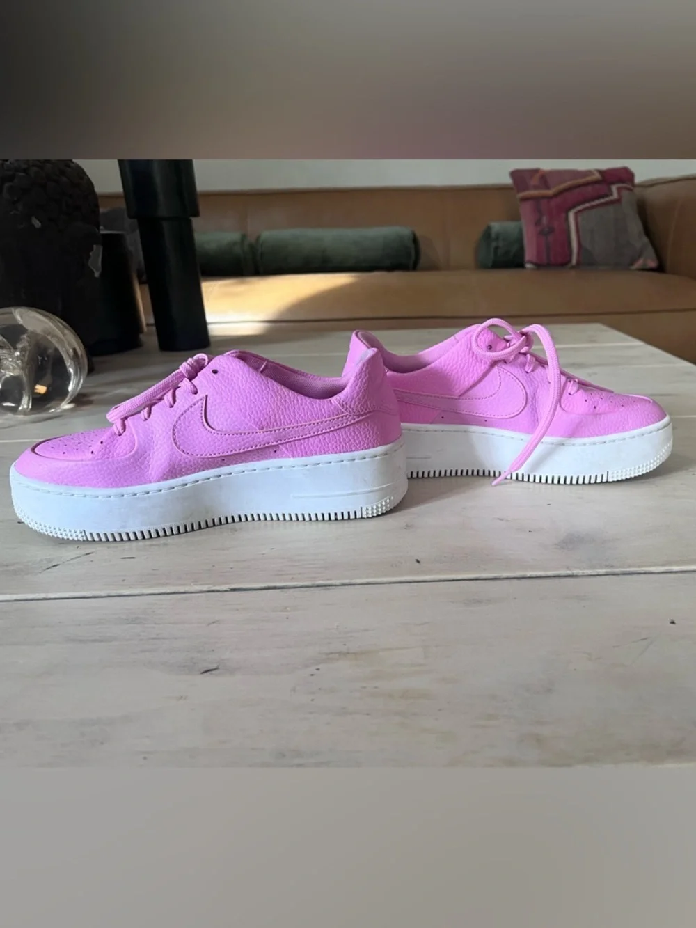Custom Crystal Swoosh Nike Pink Leather Air Force 1